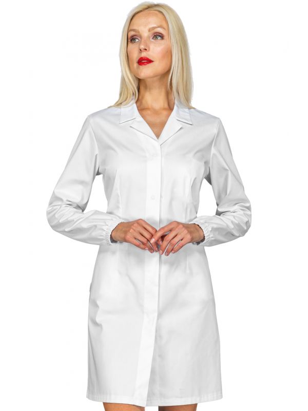 Blouse blanche avec élastique pour infirmière Singapour à manche longue 3 poches