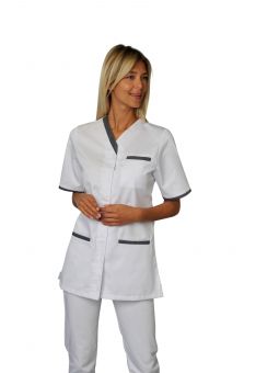 Infirmière avec Boutons NC Manteau de Laboratoire Blanc pour Femme Blouse Médical Unisexe em Coton Top Professionnel à Manches Longues Uniformes de Soins de Santé pour Étudiant 