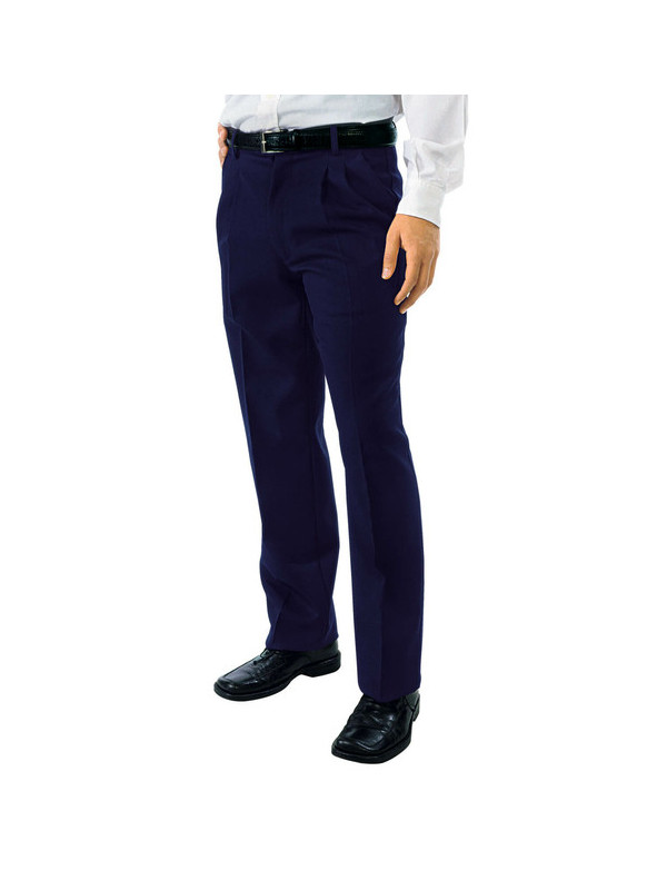 Pantalon a Pinces Taille Haute Homme Bleu - Restauration et