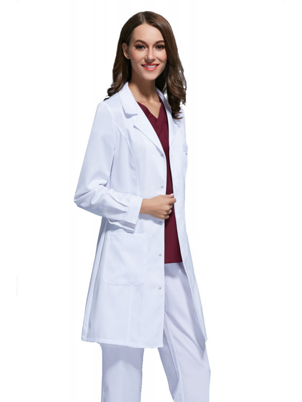 Femme Femmes large à manches longues Blouse Blouse Blanche Infirmière Médecin Manteau uniforme UK