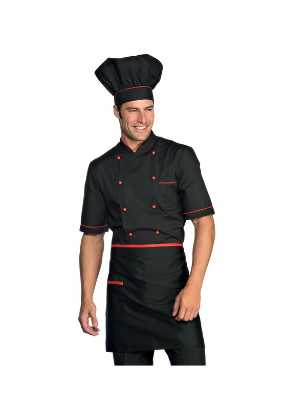 Vêtement de cuisine pour homme noir et rouge